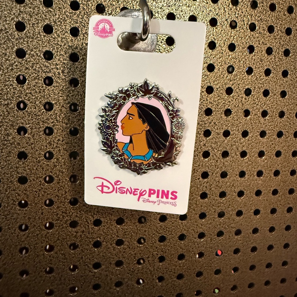 Disney Pink and Blue Floral Frame Princess Enamel Brooch